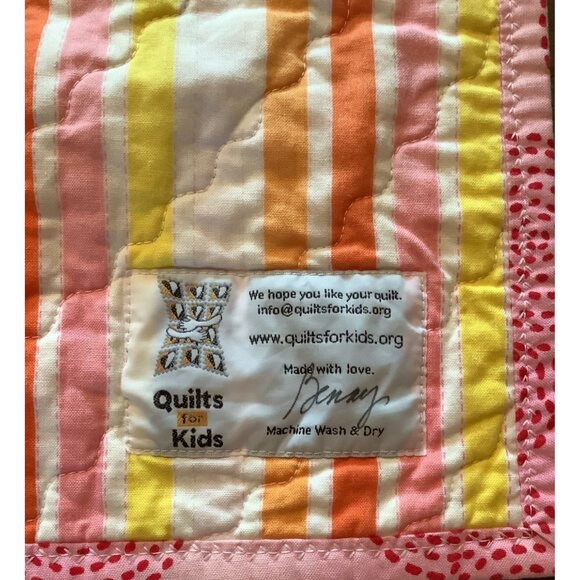 Handmade Patchwork Quilt Pink Polka Dot Design Multicolor Patterns 41.5"X 35.25" - Picture 9 of 9